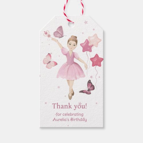 Pink Cute Ballerina Thank You Gift Tags