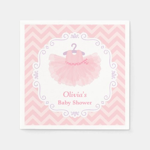 Pink Cute Ballerina Tutu Girl Baby Shower Supplies Napkins