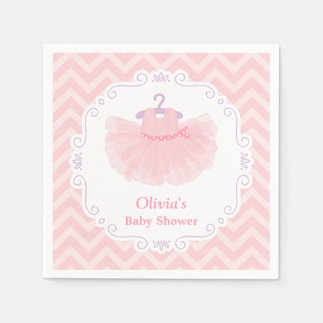 Pink Cute Ballerina Tutu Girl Baby Shower Supplies Napkins (Front)