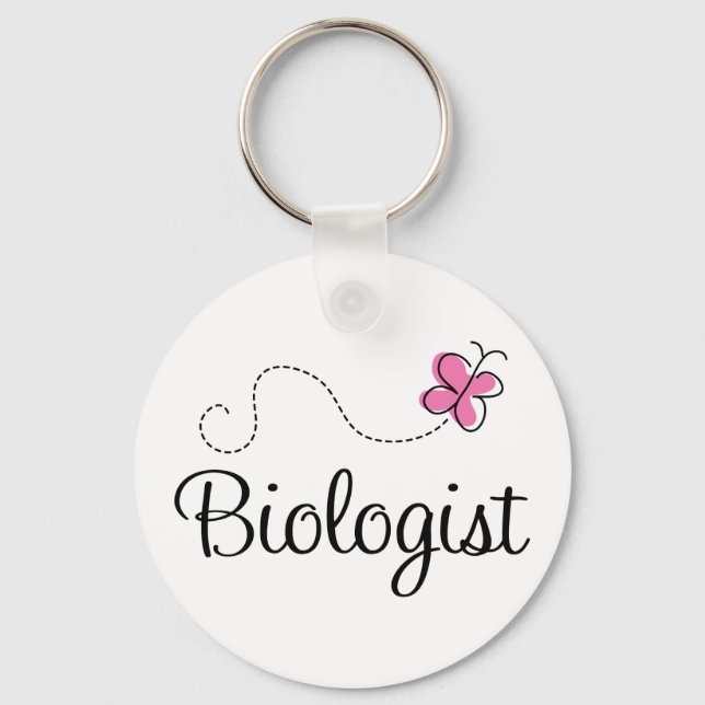 Pink Cute Biologist Keychain (Front)