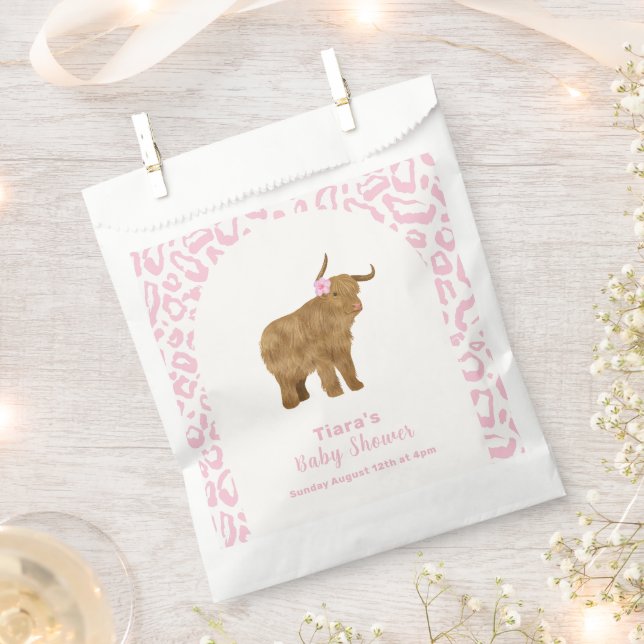Pink Cute Boho Holy Cow Floral Girl Baby Shower  Favor Bag (Clipped)
