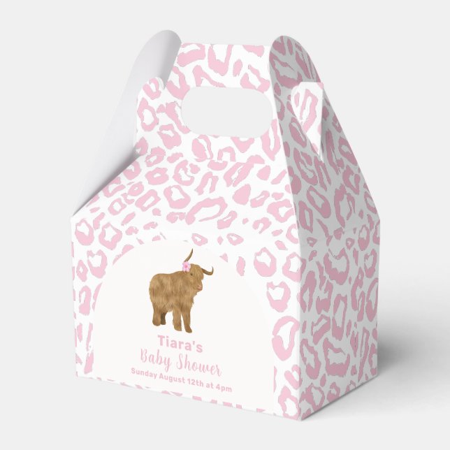 Pink Cute Boho Holy Cow Floral Girl Baby Shower  Favor Boxes (Front Side)