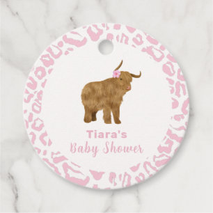 Pink Cute Boho Holy Cow Floral Girl Baby Shower  Favor Tags