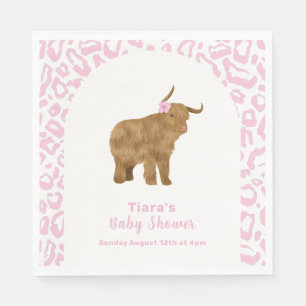 Pink Cute Boho Holy Cow Floral Girl Baby Shower  Napkins