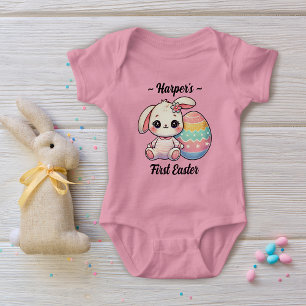 Pink Cute Bunny Personalized Baby’s First Easter Baby Bodysuit