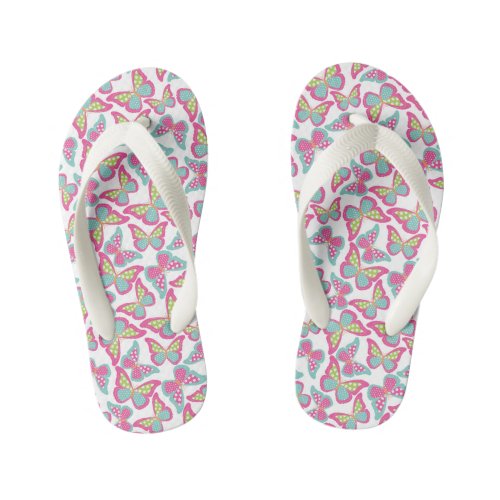 Pink Cute Butterfly Pattern Girls Flip Flop