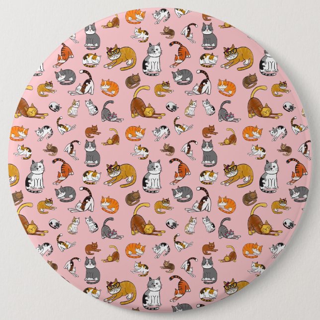 pink cute cat pattern design for cat lovers- button (Front)