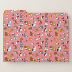 pink cute cat pattern design for cat lovers- file folder