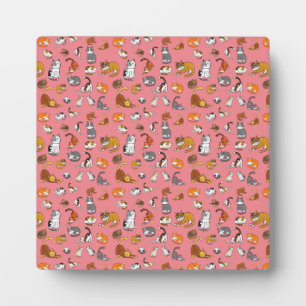 pink cute cat pattern design for cat lovers- plaque
