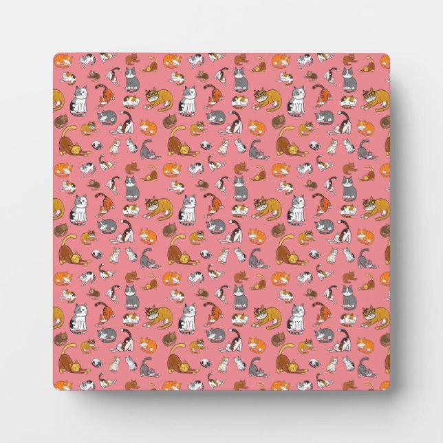 pink cute cat pattern design for cat lovers- plaque (Front)