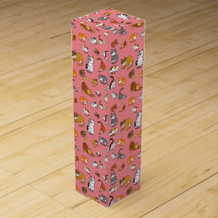 pink cute cat pattern design for cat lovers- wine box