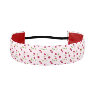 Pink Cute Cherry Print Pattern Retro Fruit Athletic Headband