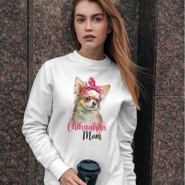 Pink Cute Chihuahua Dog Mom  Sweatshirt (Creator Uploaded)