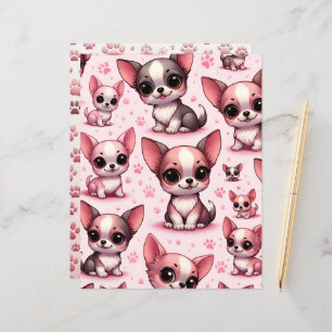 Pink Cute Chihuahua Dog Scrapbook Paper