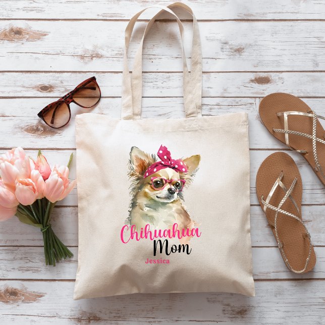 Pink Cute Chihuahua Mom Tote Bag (Creator Uploaded)
