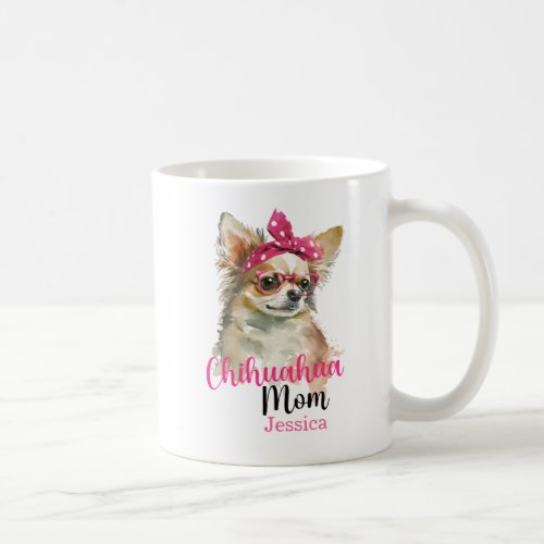 Pink Cute Chihuahua Personalized Dog Mom Coffee Mug