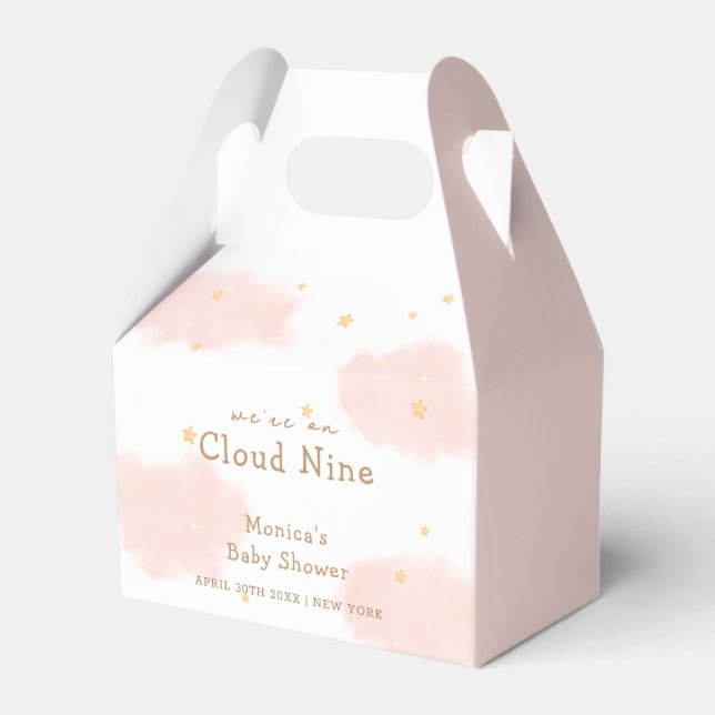 Pink Cute Cloud Nine Girl Baby Shower  Favor Boxes (Front Side)
