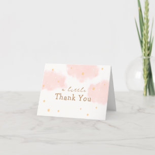 Pink Cute Cloud Nine Girl Baby Shower  Letterpress Thank You Card