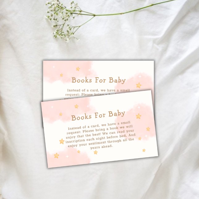 Pink Cute Cloud Nine Girl Books For Baby Shower  Enclosure Card (Pink Cute Cloud Nine Girl Books For Baby Shower Enclosure Card)