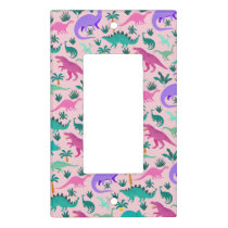 Pink | Cute Colorful Dinosaur Pattern Kids Room Light Switch Cover