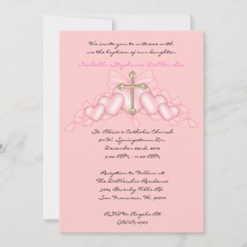 Pink Cute Communion/baptism Invite by ForeverAndEverAfter at Zazzle