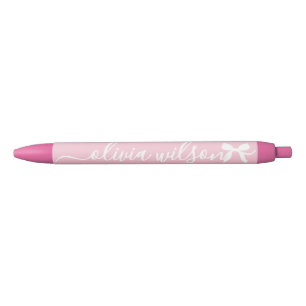 Pink Cute Coquette Bow Monogram Pen