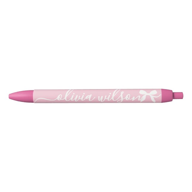 Pink Cute Coquette Bow Monogram Pen (Front)