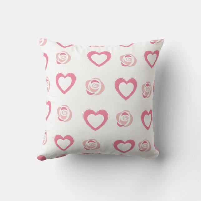 Pink Cute Cozy Modern Romantic Chic Stylish Heart  Throw Pillow (Back)