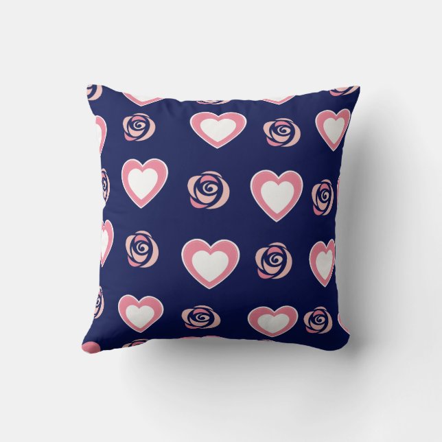 Pink Cute Cozy Modern Romantic Chic Stylish Heart  Throw Pillow (Back)