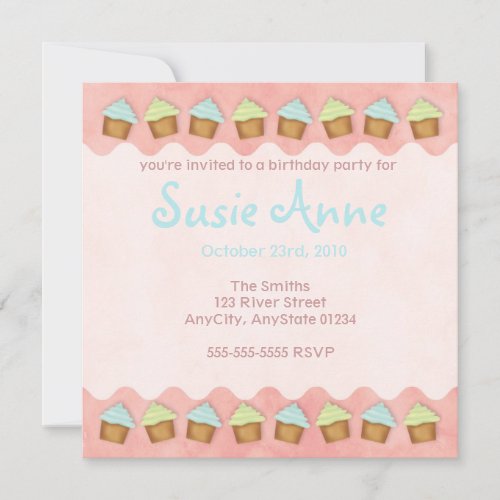 Pink Cute Cupcakes Invitation