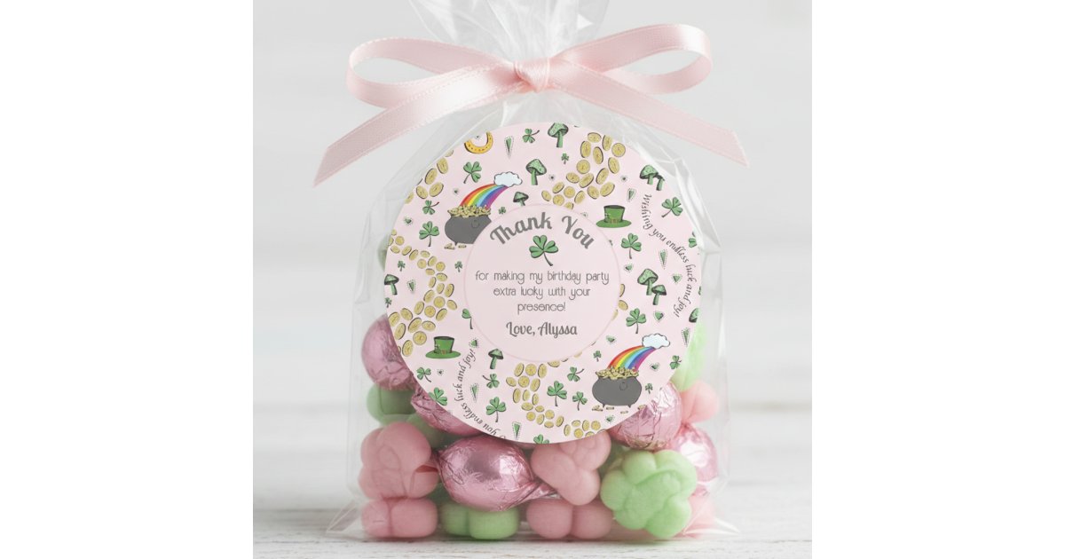 Sticker Patrick Thanks Pink, Cute & Curvy St. Patrick's Day Thank You Classic Round Sticker ...