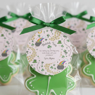 Pink, Cute & Curvy St. Patrick's Day Thank You Classic Round Sticker