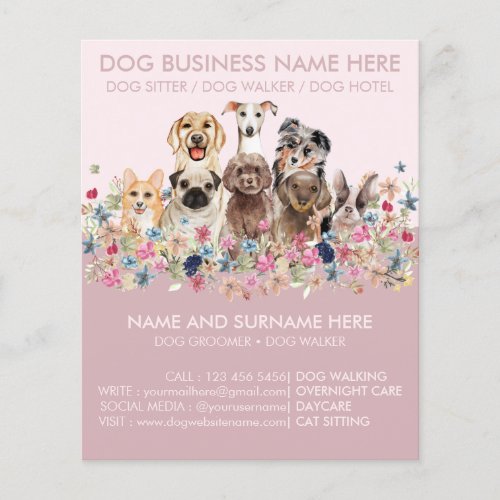 Pink Cute Dog Sitting Service Flyers