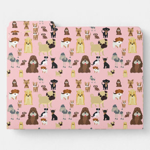 Pink Cute Dogs Pattern Dog Lover Gift File Folder