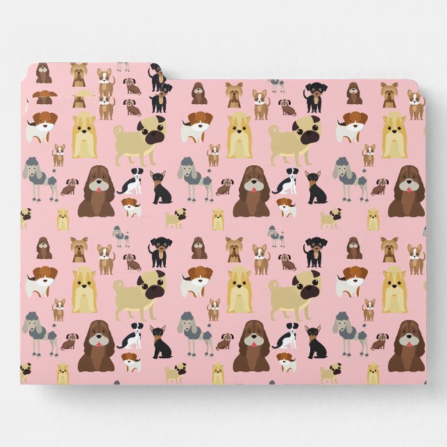 Pink Cute Dogs Pattern Dog Lover Gift File Folder (Front Left)