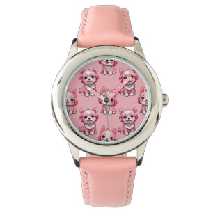 Pink Cute Dogs Watch