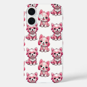 Pink Cute Dogs - White  iPhone 16 Case