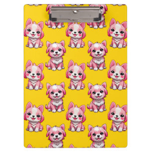 Pink Cute Dogs - Yellow Clipboard