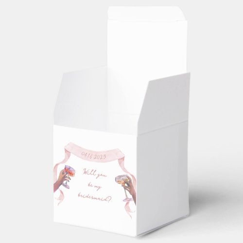 Pink Cute Elegant Custom Bridesmaid Proposal Card Favor Boxes