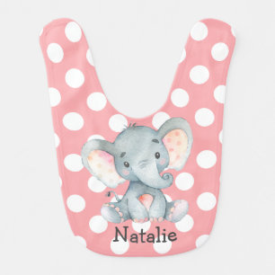 Pink Cute Elephant Girl Baby Bib