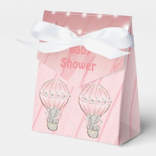 Pink Cute Elephant Hot Air Balloon Baby Shower  Favor Boxes