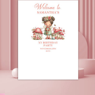 Pink Cute Fairy 1st Birthday Backdrop