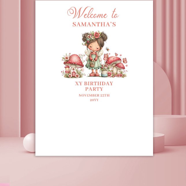Pink Cute Fairy 1st Birthday Backdrop (Pink Cute Fairy 1st Birthday Backdrop)