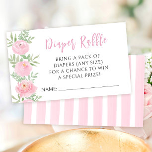 Pink cute floral boho baby shower diaper raffle enclosure card