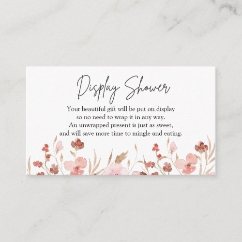 Pink Cute Floral Display Baby Shower insert card