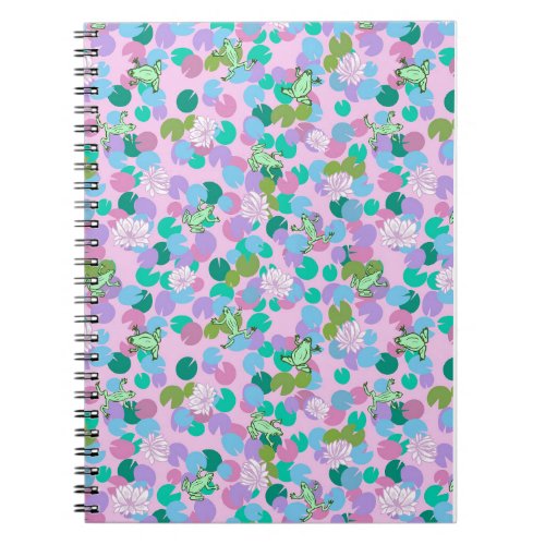 Pink cute frog art spiral notebook journal