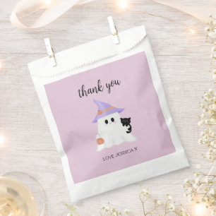 Pink Cute Ghost Halloween Birthday Thank You  Favor Bag