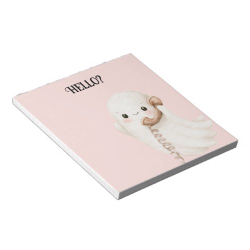 Pink Cute Ghost Hello? Telephone Notepad