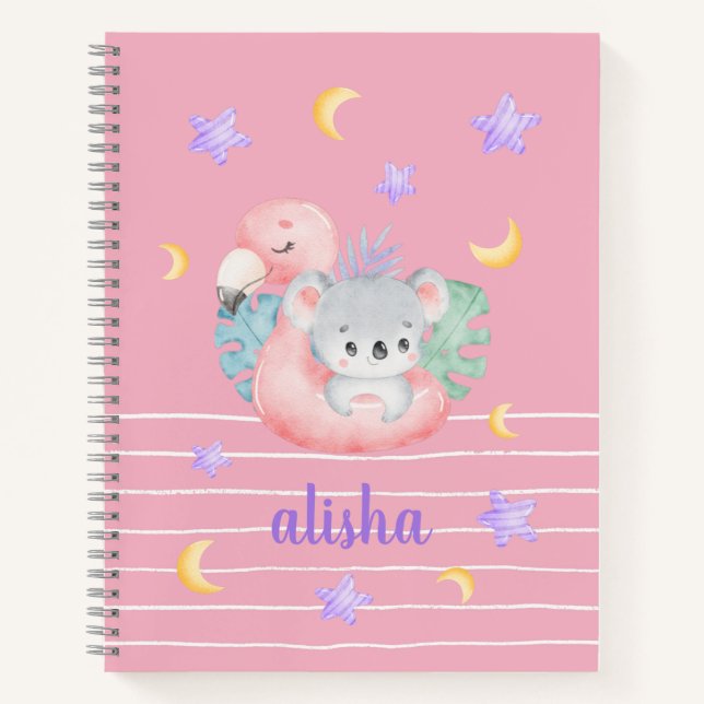 Pink Cute Gift for Kids Personalized Name  Notebook (Front)