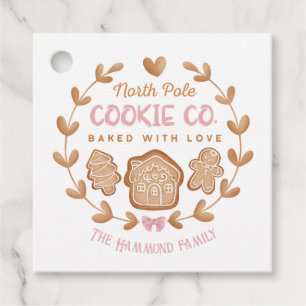 Pink Cute Gingerbread Christmas Cookies Exchange Favor Tags